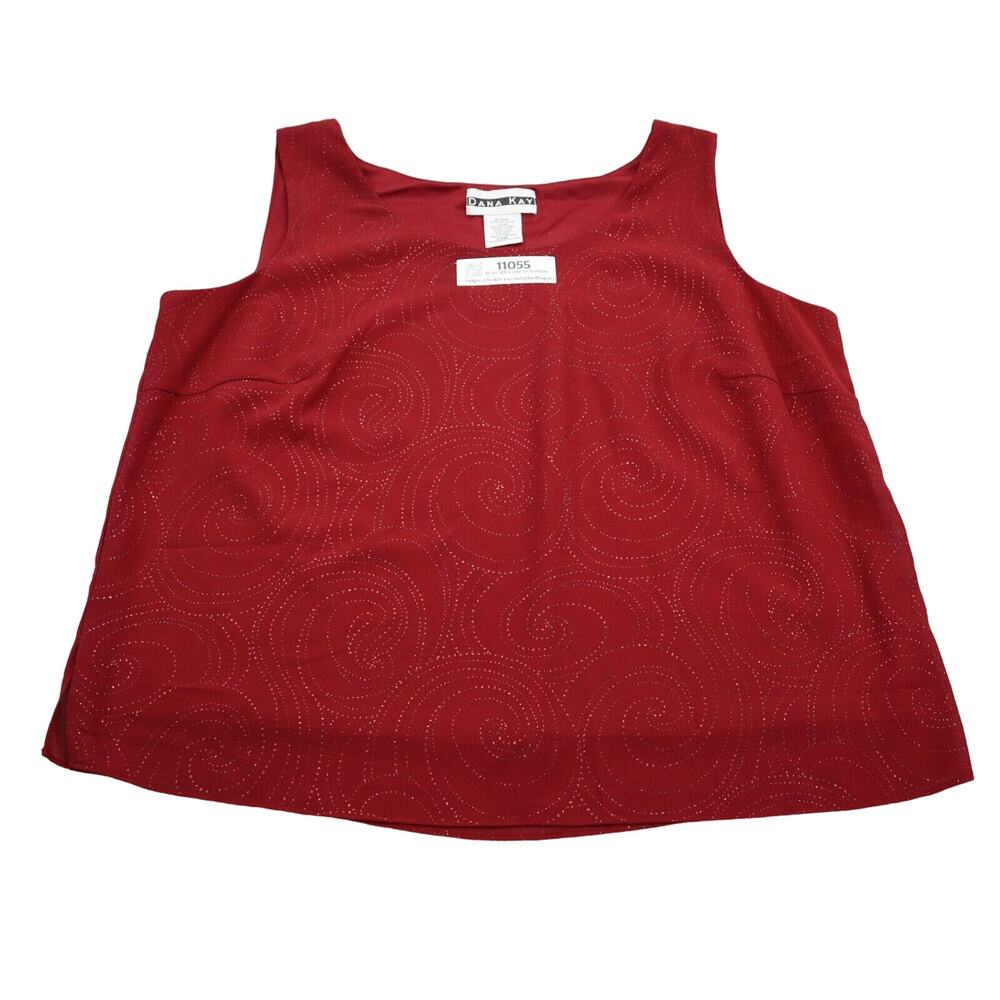 Dana Kay Shirt Womens 20W Red Lightweight Casual Sleeveless Tank Top Plus Size